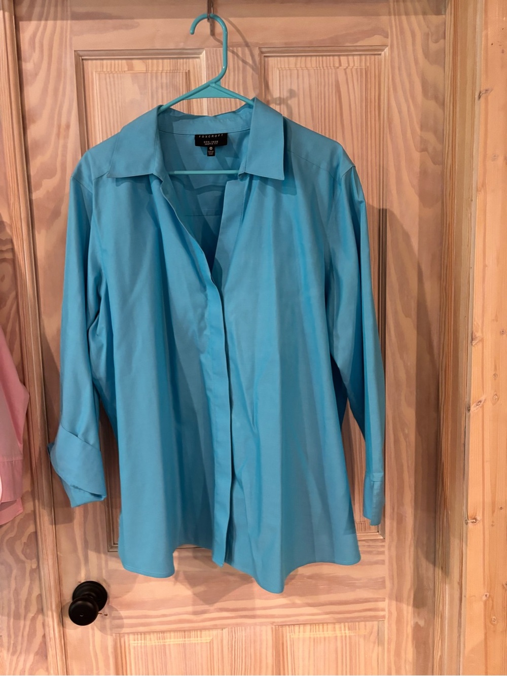 Foxcroft Turquoise Button-Front Blouse